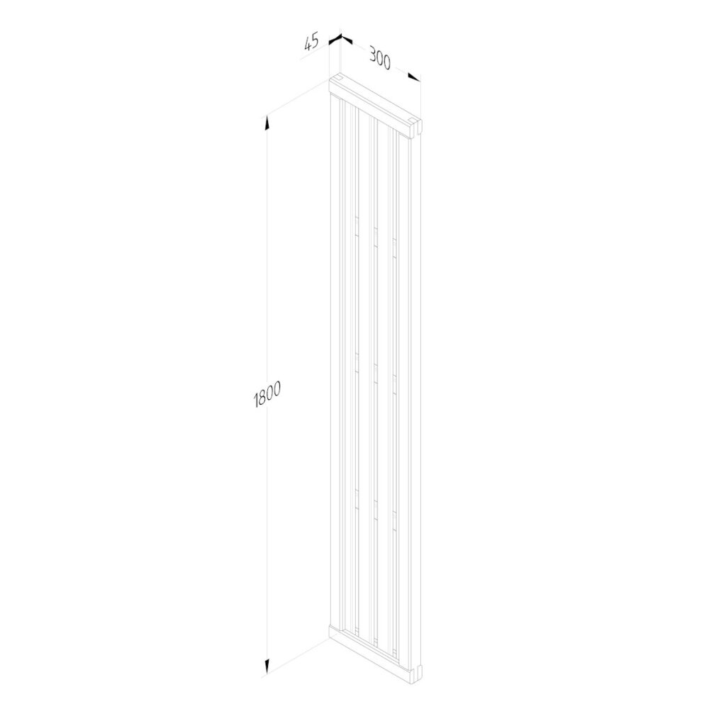 Forest Garden 1.8m x 0.3m Pressure Treated Vertical Slatted Screen – Pack of 4 5013053191903 2